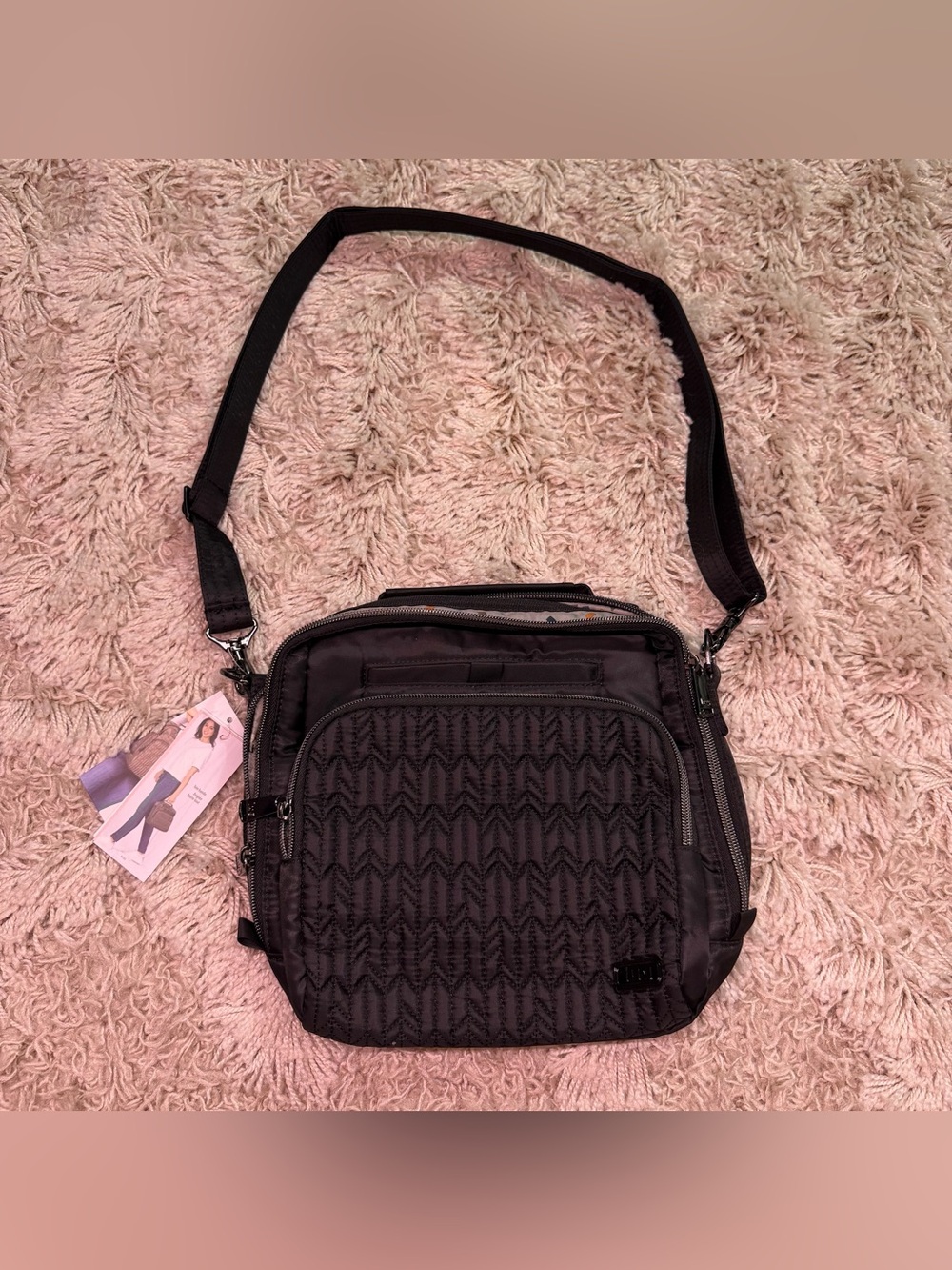 Lug Ranger Midnight Black RFID Crossbody Bag NWT Quilted Travel Purse
